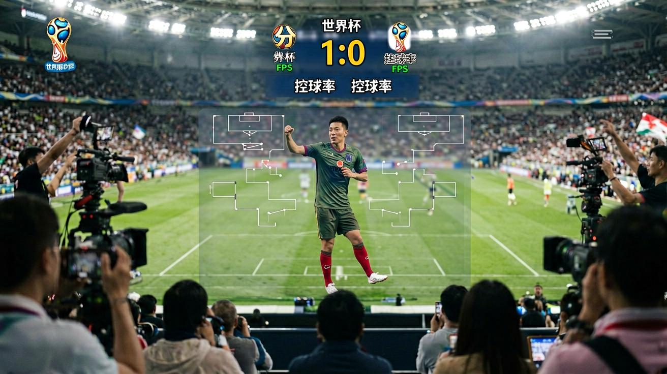 2026世界杯直播画面、比分弹窗、控球率图表等场景展示